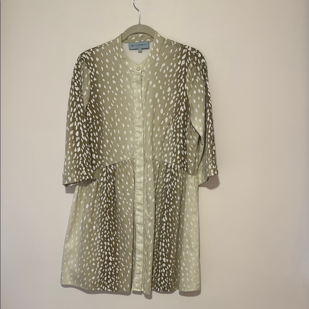 Tuckernuck Olive and White Printed Tunic Dress